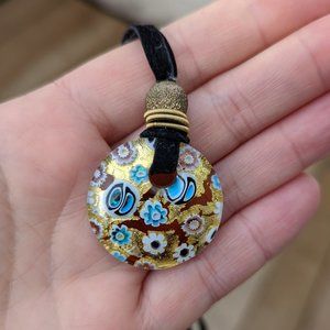 Murano Glass Pendant on the black velvet cord